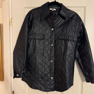 Pink Ripple Black oversized Jacket Faux Leather